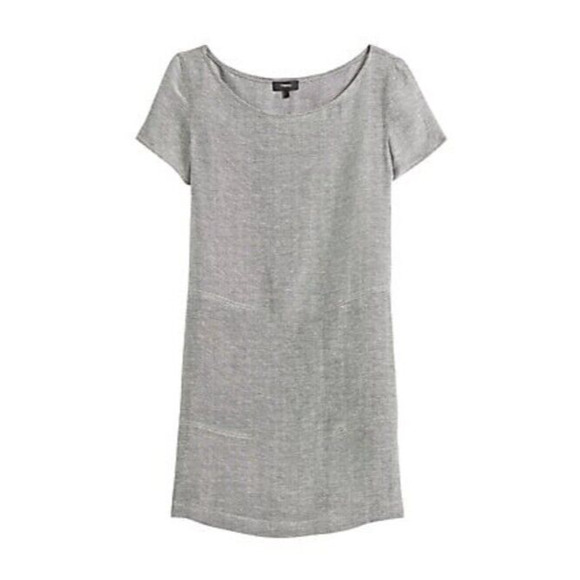 Theory Structured Shift Dress Women's Small Gray Linen Twill Cap Sleeve NWT $395 - Picture 2 of 11